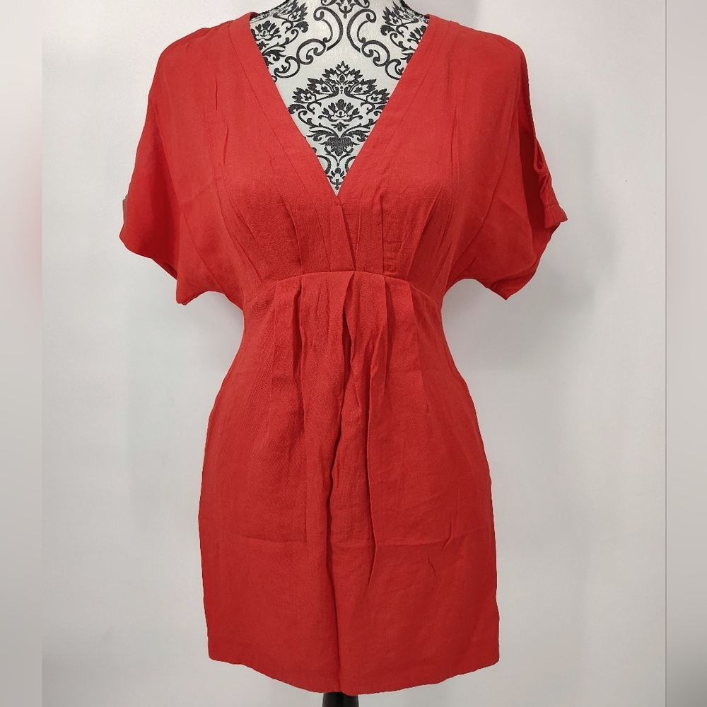 LuLu's Coral Orange Cold Shoulder Dolman Mini Dress Womans Small